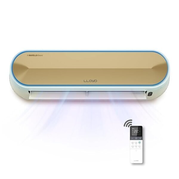 Lloyd Stellar 1.5 Ton 5 Star Wi-Fi Inverter Split AC 6 in 1 Expandable, Mood Lighting, In-Built Air Purifier, Direct Voice Command, Copper, White/Golden, GLS18V5FWGST
